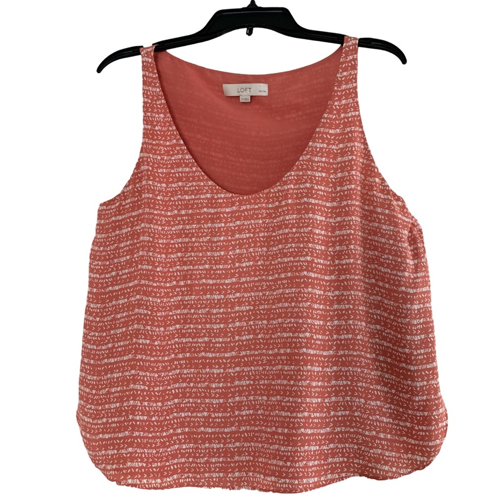 Loft Dressy Sleeveless Tank Size PL Coral and White